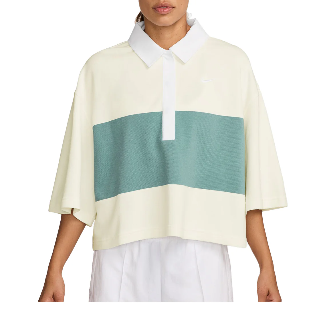 WOMEN'S OVERSIZED SHORT-SLEEVE POLO TOP