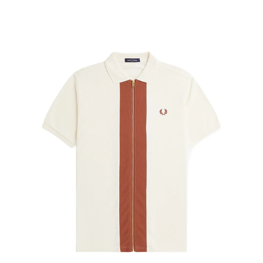 ZIP THROUGH POLO SHIRT LIGHT ECRU