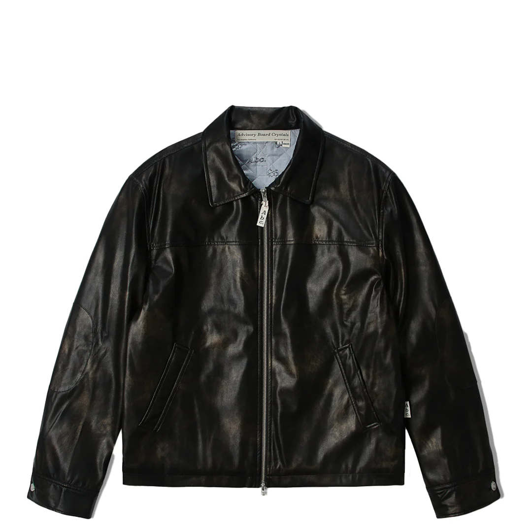 AGED FAUX LEATHER ZIP JACKET