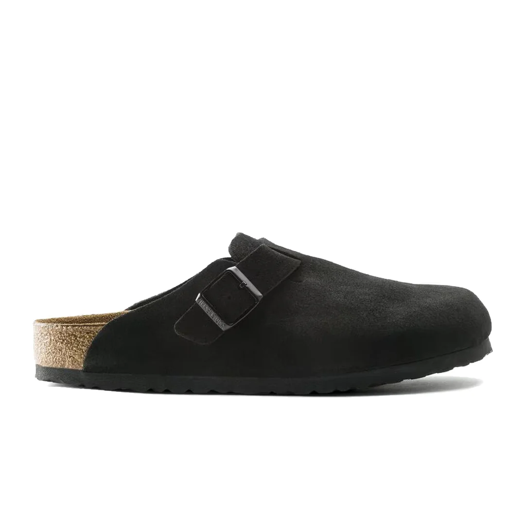 BOSTON SOFT FOOTBED SUEDE LEATHER - BLACK (NARROW FIT)
