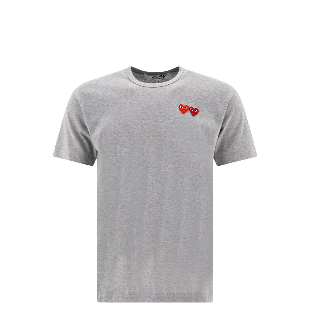 CDG DOUBLE HEART GREY T-SHIRT