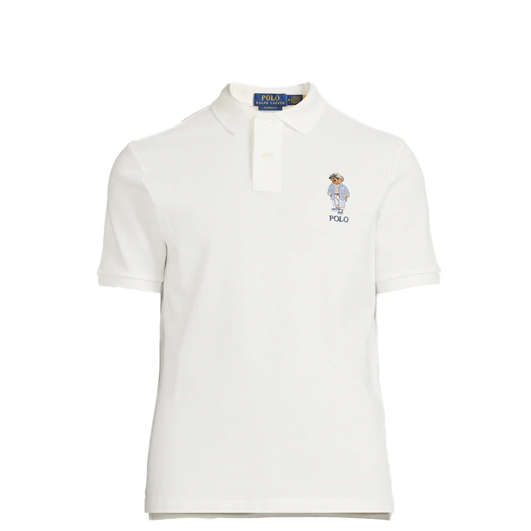 CLASSIC FIT POLO BEAR MESH POLO SHIRT WHITE