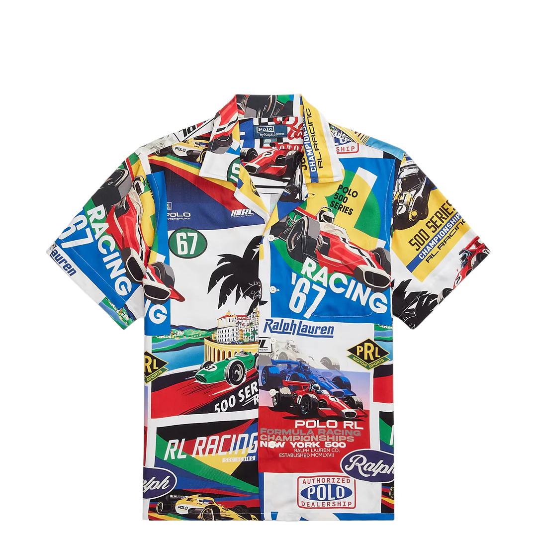 CLASSIC FIT RACING-PRINT CAMP SHIRT