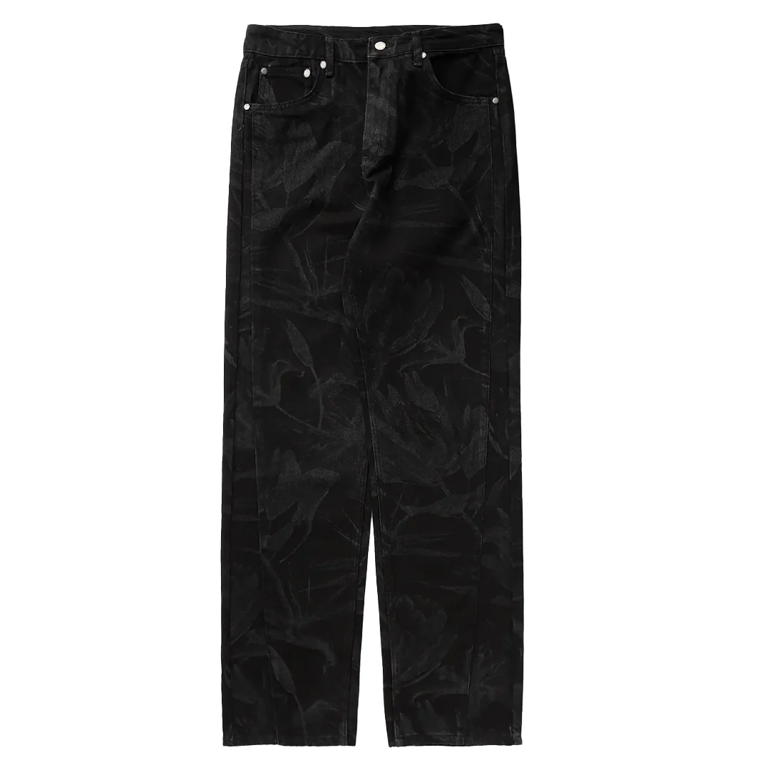 FLORAL LASER JEANS BLACK