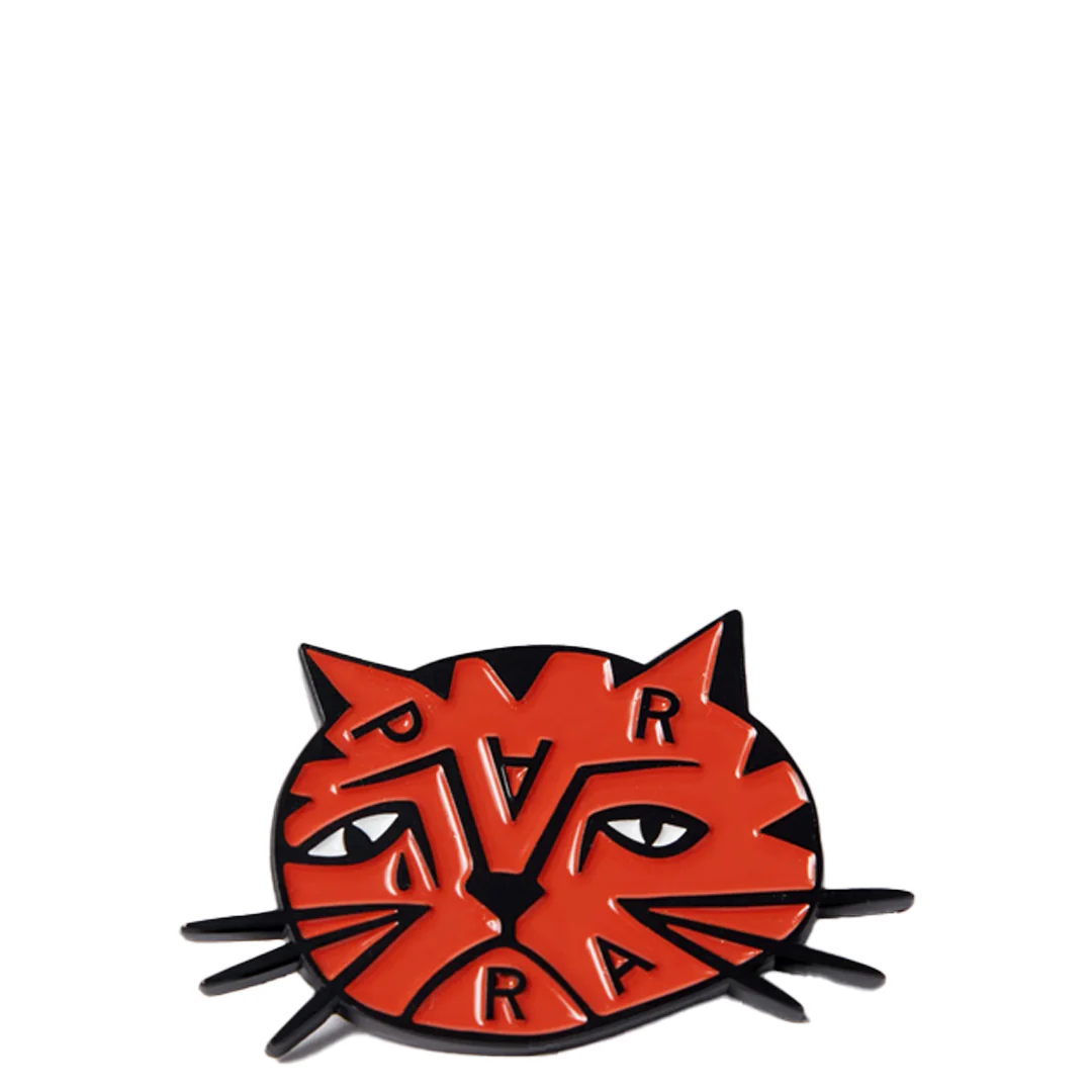 SAD CAT ENAMEL PIN ORANGE