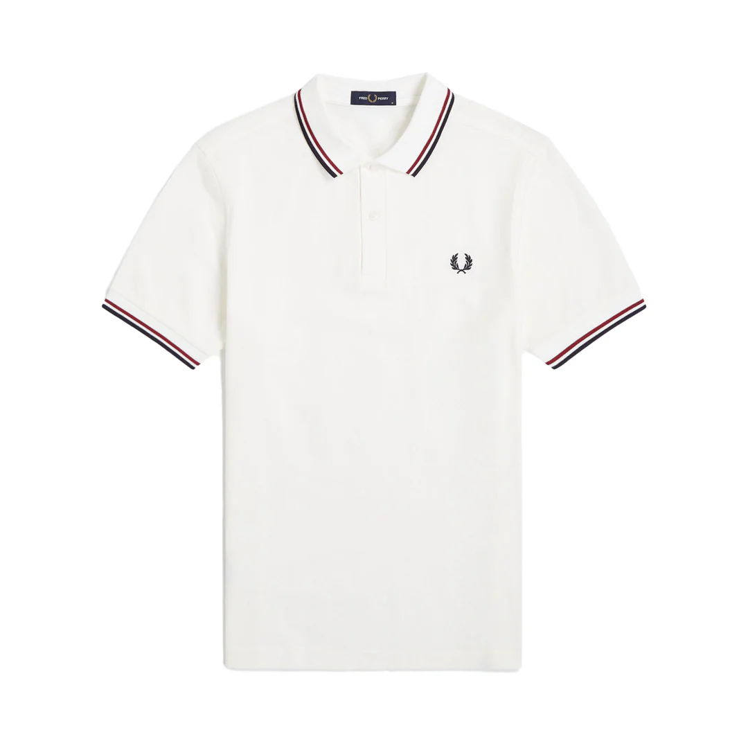 TWIN TIPPED FRED PERRY SHIRT SNOW WHITE